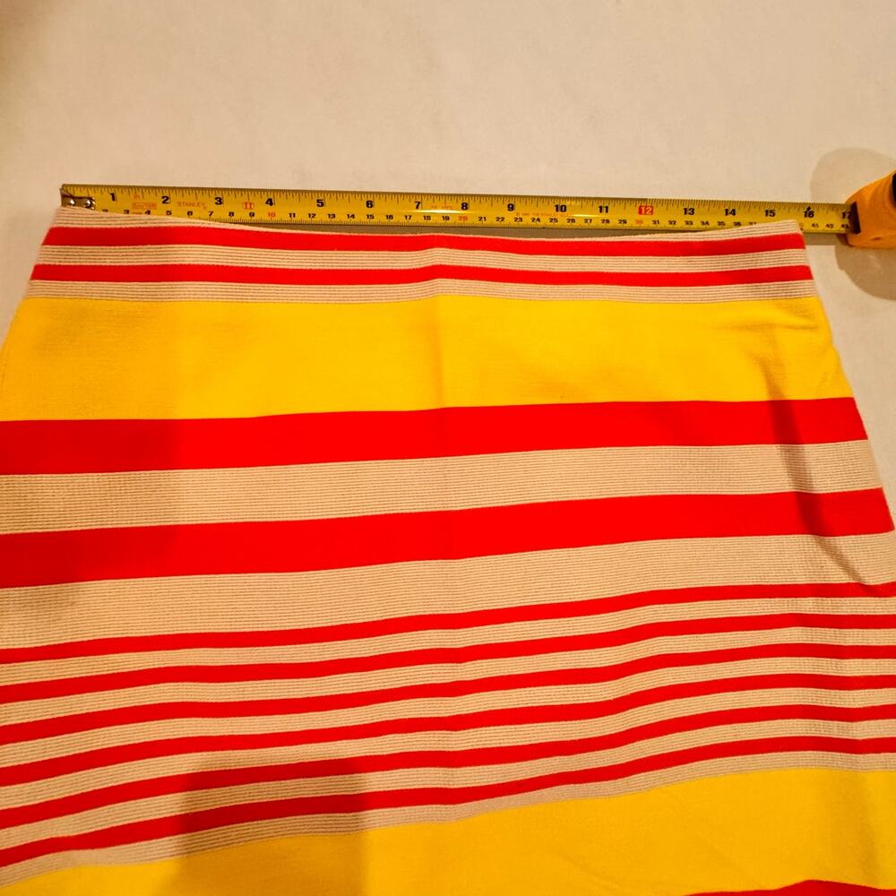 Ann Taylor Petite 8P Skirt Striped Neon Beige Orange Yellow A-line Career Lined - Picture 7 of 9